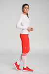 Cotton knee-high socks Indoor H White-Red
