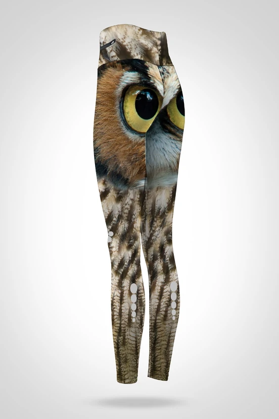 Preorder Legginsy 7/8 regular z wysokim stanem Crazy Eyes Owls - packshot
