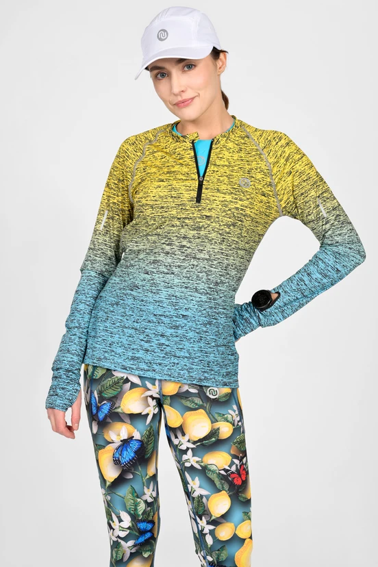 Blouse Zip Melange Turchese-Limone - packshot