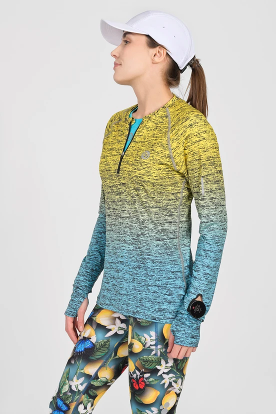 Blouse Zip Melange Turchese-Limone - packshot