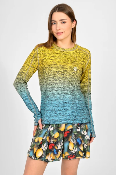 Bluza Basic Melange Turchese-Limone