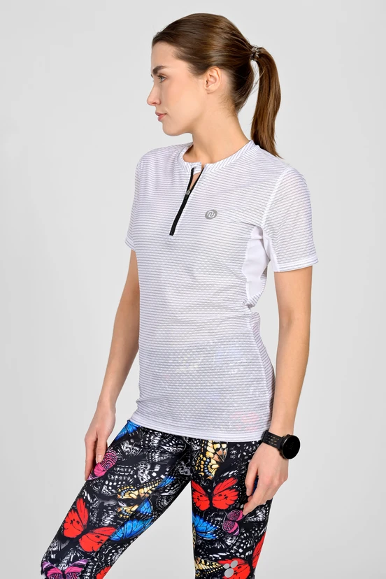 Dámské sportovní triko s zipem White - packshot