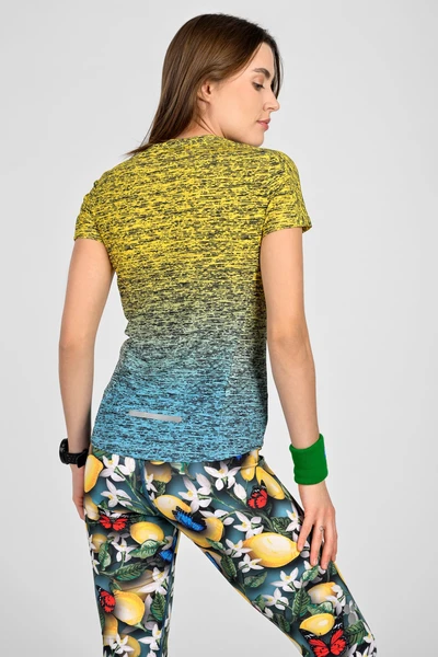 Sportovní tričko Basic Melange Turchese-Limone