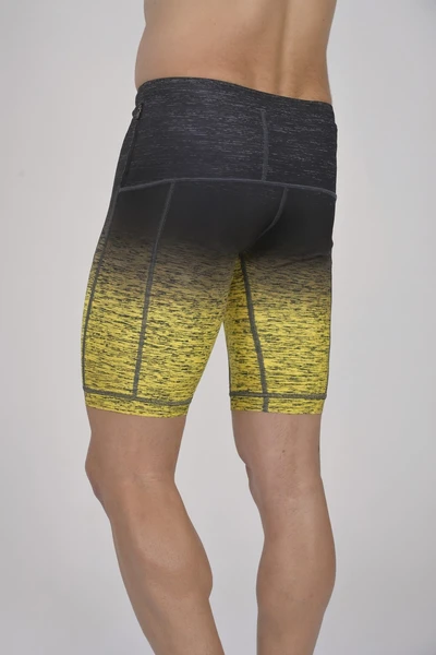 Krótkie legginsy męskie z taśmami stabilizującymi Melange Black-Yellow
