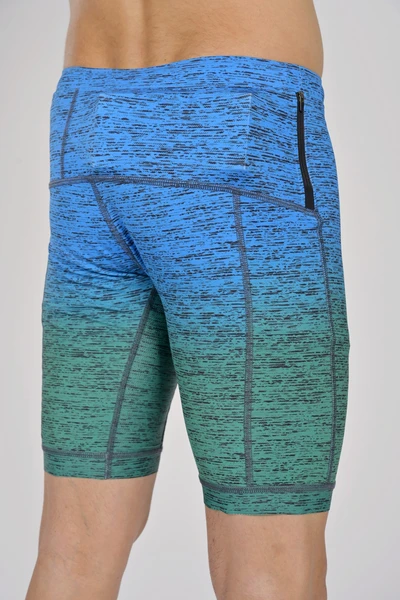 Krótkie legginsy męskie z taśmami stabilizującymi Melange Azzurro-Verde