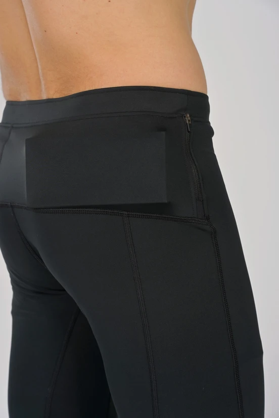 Krótkie legginsy męskie z taśmami stabilizującymi Black - packshot