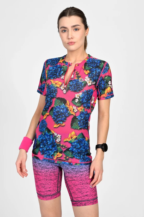 Krótkie legginsy z taśmami stabilizującymi Melange Azzurro-Rosa - packshot