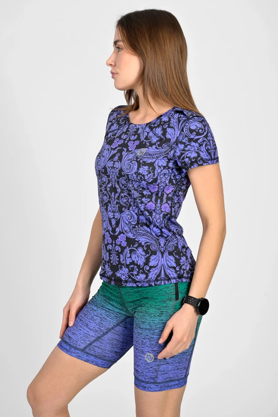 Krótkie legginsy z taśmami stabilizującymi Melange Verde-Viola - packshot