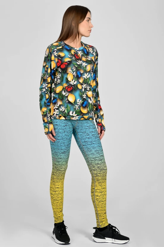 Leggings petite with waistband Pro Melange Turchese-Limone - packshot