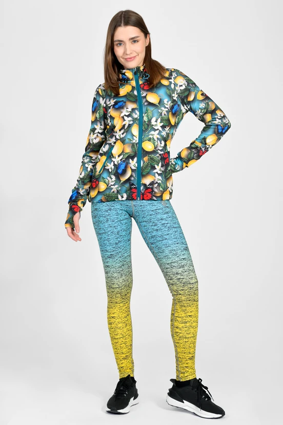 Leggings petite with waistband Pro Melange Turchese-Limone - packshot