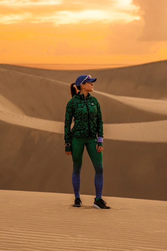 Leggings regular with waistband Pro Melange Verde-Viola - packshot