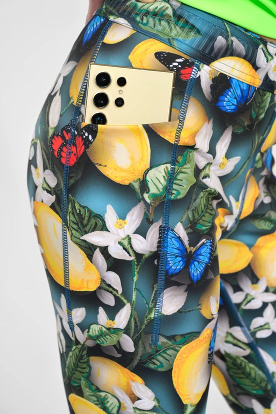 Legginsy 3/4 Dual Space z kieszeniami po bokach Limone - packshot