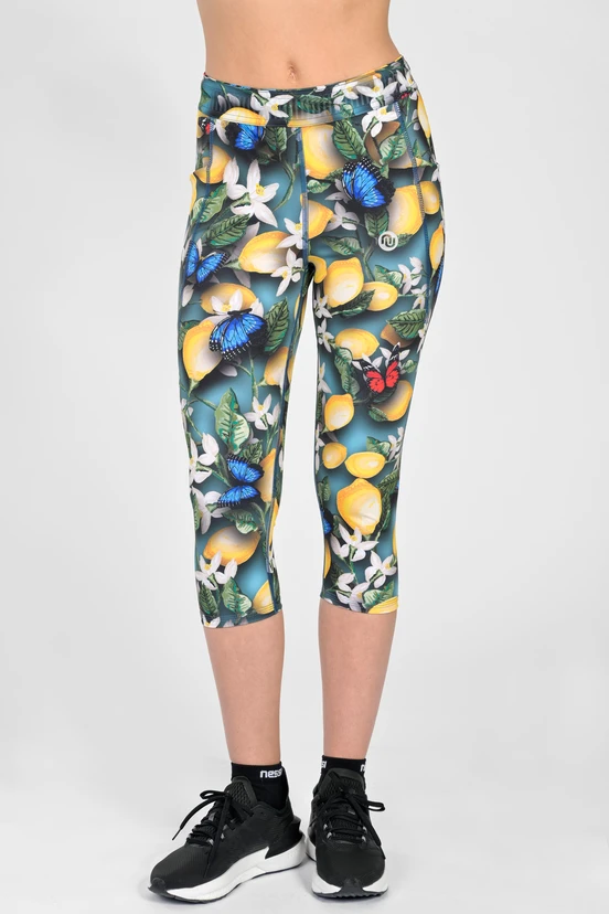 Legginsy 3/4 Dual Space z kieszeniami po bokach Limone - packshot