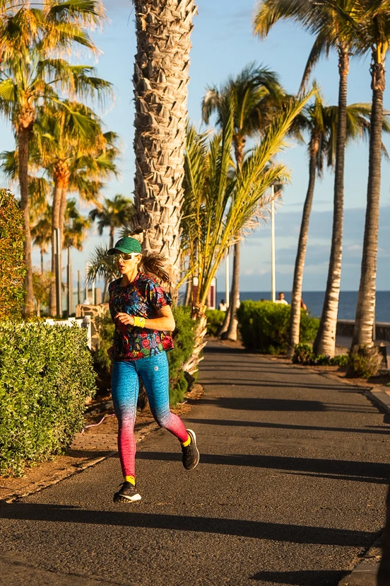 Legginsy regular z pasem Pro Melange Azzurro-Rosa - packshot