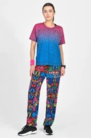 Loose sports T-shirt Melange Azzurro-Rosa - packshot