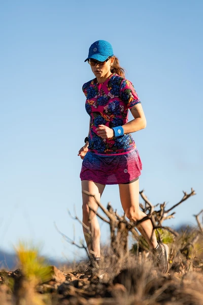 Pleated sport skirt with leggings Melange Azzurro-Rosa