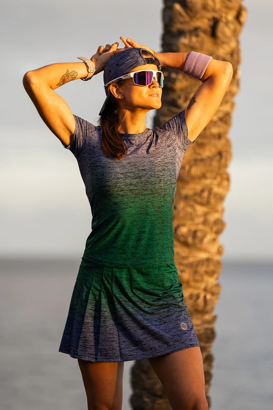 Pleated sport skirt with leggings Melange Verde-Viola - packshot