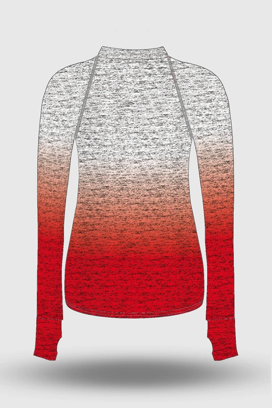 Preorder Blouse Zip Melange White-Red - packshot