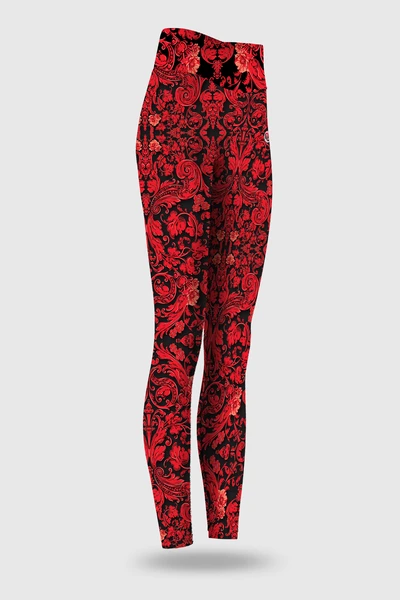 Preorder Legginsy regular z pasem Basic Ornamo Red