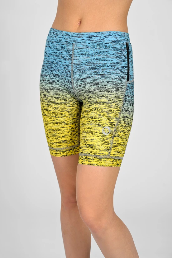 Short leggings with stabilizing tapes Melange Turchese-Limone - packshot
