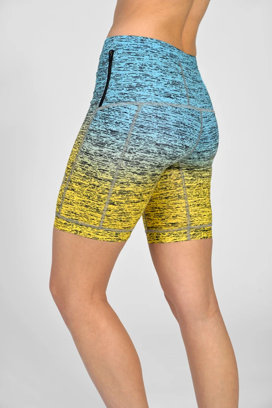 Short leggings with stabilizing tapes Melange Turchese-Limone - packshot