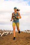 Short leggings with stabilizing tapes Melange Turchese-Limone