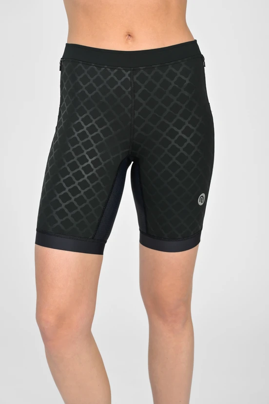 Short leggings with stabilizing tapes Shiny Black - packshot