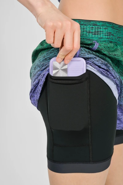 Spodenki sportowe z legginsami damskie Melange Verde-Viola