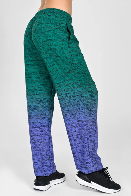 Spodnie dresowe damskie loose Melange Verde-Viola - packshot