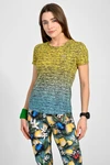 Sports T-shirt Basic Melange Turchese-Limone