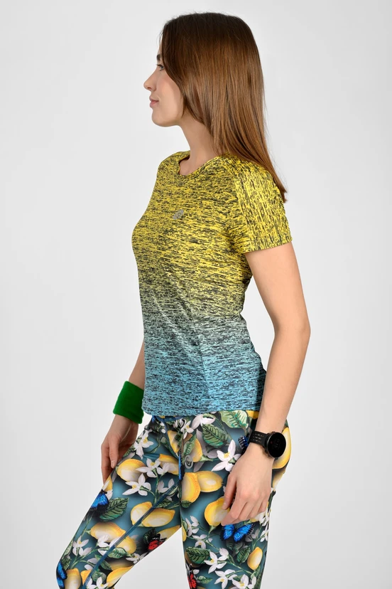 Sports T-shirt Basic Melange Turchese-Limone - packshot