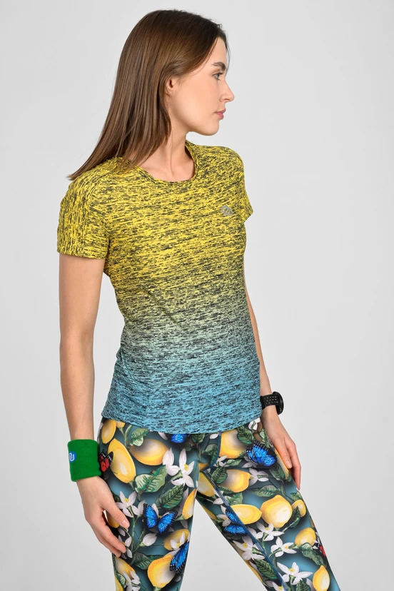 Sports T-shirt Basic Melange Turchese-Limone - packshot
