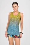 Tank top bokserka damska Melange Turchese-Limone