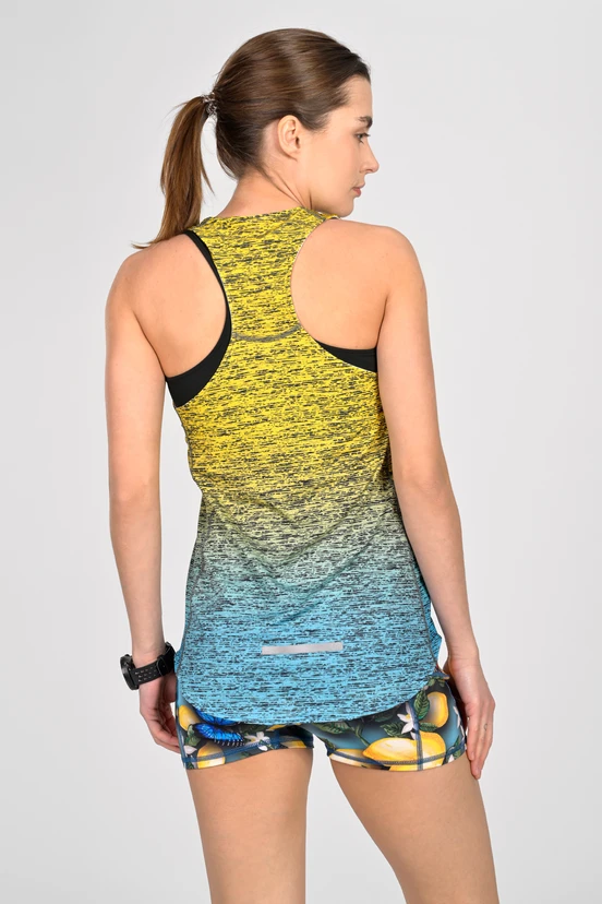 Tank top bokserka damska Melange Turchese-Limone - packshot