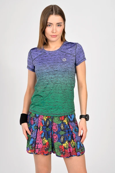 Trail T-shirt with pockets on the arms Melange Verde-Viola