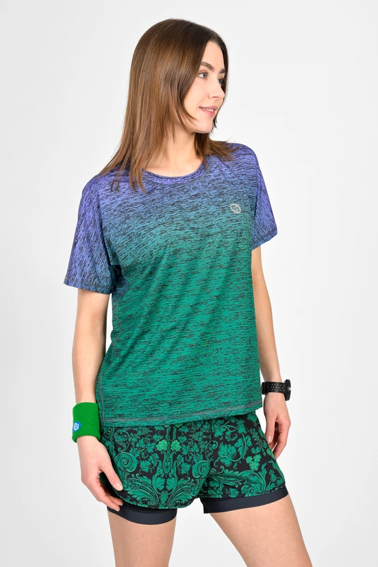 Volné sportovní tričko Melange Verde-Viola - packshot