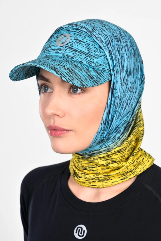 Wielofunkcyjny komin sportowy Melange Turchese-Limone - packshot