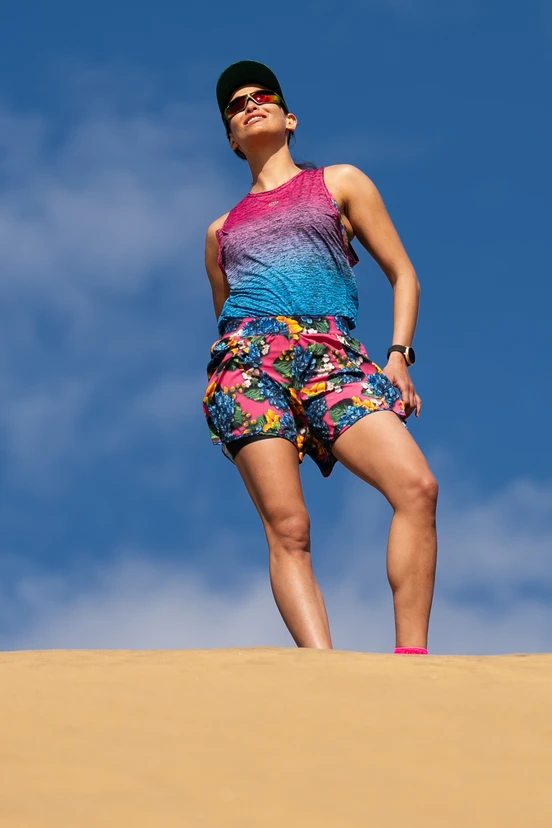 Women's sleeveless shirt Melange Melange Azzurro-Rosa - packshot