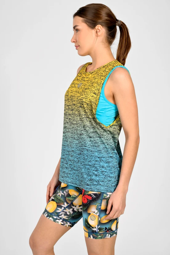 Women's sleeveless shirt Melange Turchese-Limone - packshot