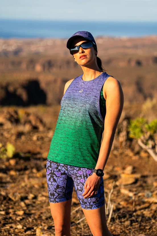 Women's sleeveless shirt Melange Verde-Viola - packshot