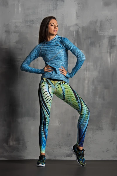 Kolorowe Legginsy Do Biegania HQL Dragonfly Metallica - OSLZ-84 - Sample