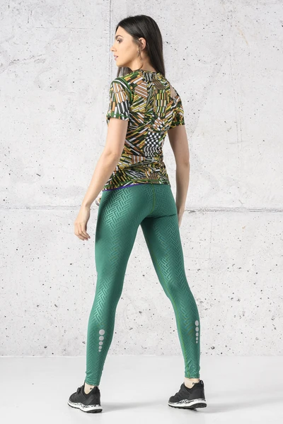 Legginsy Do Biegania Shiny 2 Green - OSLZ-1250T