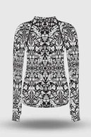 Preorder Blouse Zip Ornamo White-Black - packshot