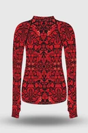 Preorder Blouse Zip Ornamo White-Red - packshot