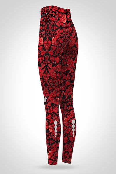 Preorder Legginsy regular z wysokim stanem Ornamo Red-Black