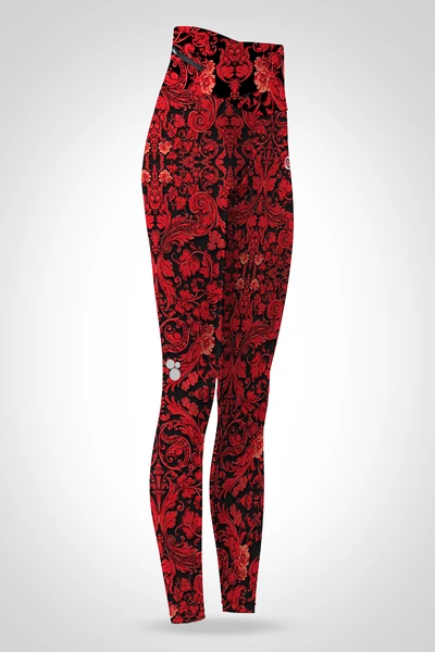 Preorder Legginsy regular z wysokim stanem Ornamo Red-Black