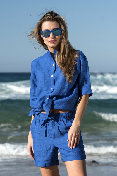 Linen Shirt Melia Blue - ILK-50