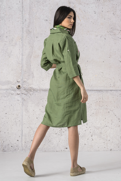 Summer Linen Dress Duna Green - ILD-40