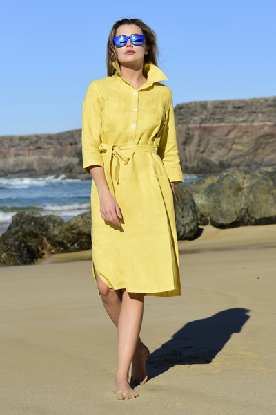 Summer Linen Dress Duna Yellow - ILD-10