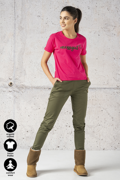 Ecocotton Loose Pink Petite T-shirt - IYB-30NG